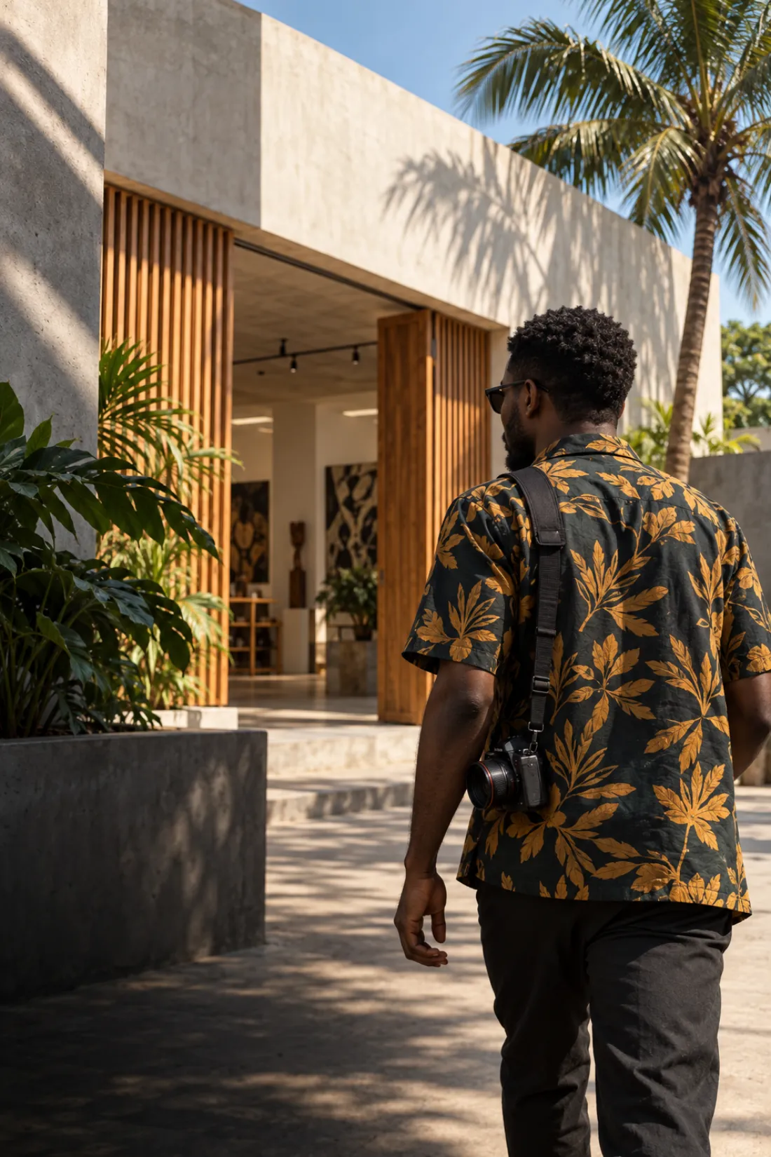 Illustrative photographer exploring a creative space in Accra.
